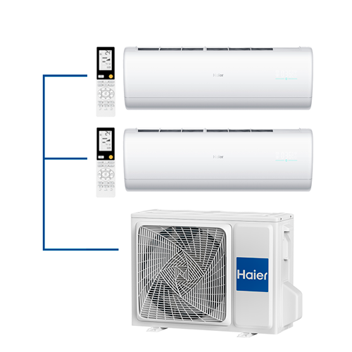 Мульти сплит-система на 2 комнаты 25+35 м2 Haier AS25S2SJ2FA-W+AS35S2SJ2FA-W/2U40S2SM1FA Jade Super Match
