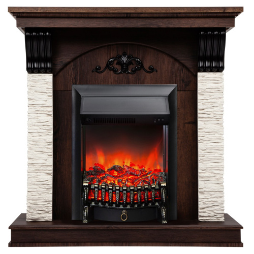 Электрокамин RealFlame Corfino NT орех с очагом Fobos Lux Black
