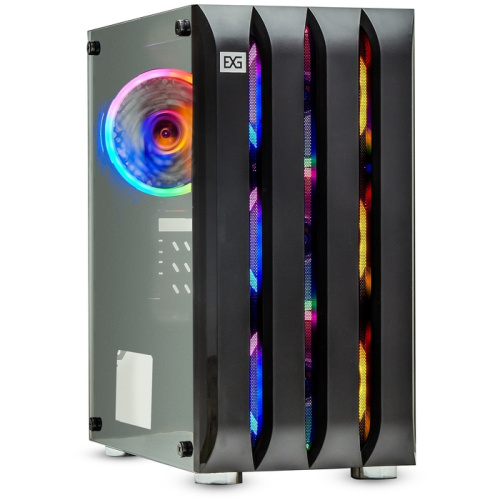Корпус ExeGate Mistery R3 EX294383RUS Minitower (mATX, без БП, 2*USB+1*USB3.0, аудио, черный, 4 вент. 12см с RGB подсветкой)