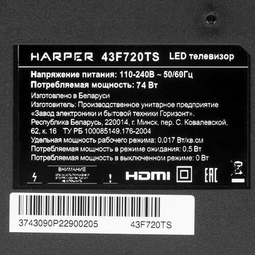 43" (109 см) LED-телевизор Harper 43F720TS черный