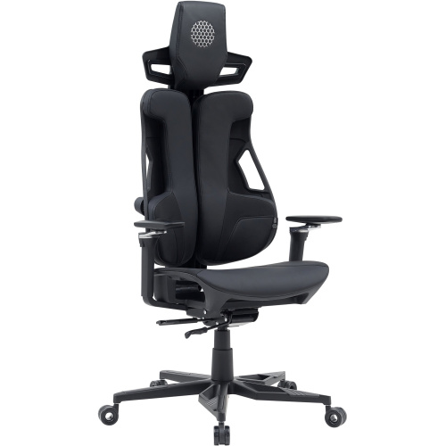 Кресло Cactus CS-CHR-DUO-BBK черный кожзам с подголов. крестов. алюминий