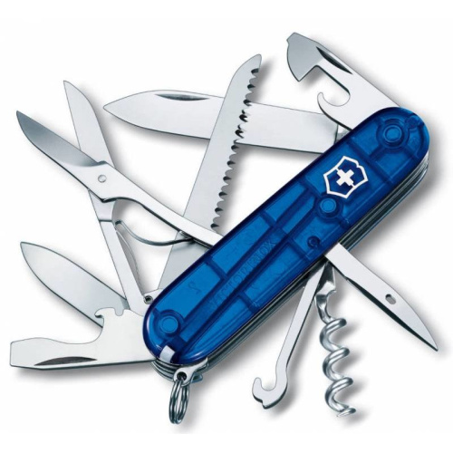 Нож перочинный Victorinox Huntsman (1.3713.T2) 91мм 15функций синий полупрозрачный карт.коробка