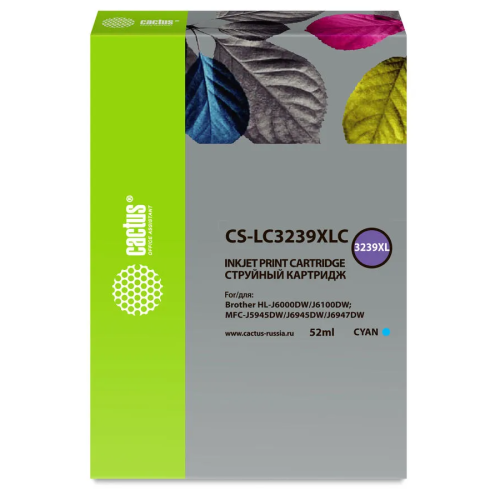 Картридж Cactus CS-LC3239XLC голубой струйный (52мл) для Brother HL-J6000DW/J6100DW