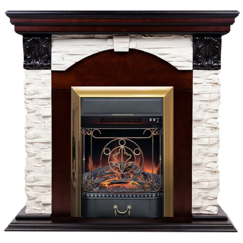 Электрокамин RealFlame Dublin Lux AO античный дуб с очагом Majestic Lux Brass Электрокамин RealFlame Dublin Lux AO античный дуб с очагом Majestic Lux Brass
