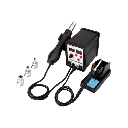 Паяльная станция REXANT 12-0721 2 в1 паяльник + термофен, с цифровым дисплеем, 150-500 С