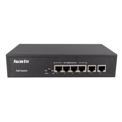 Коммутатор неуправляемый Falcon Eye FE-4FPF2 00-00330351 (L2) 4x100Мбит/с 2x1Гбит/с 4PoE 48W