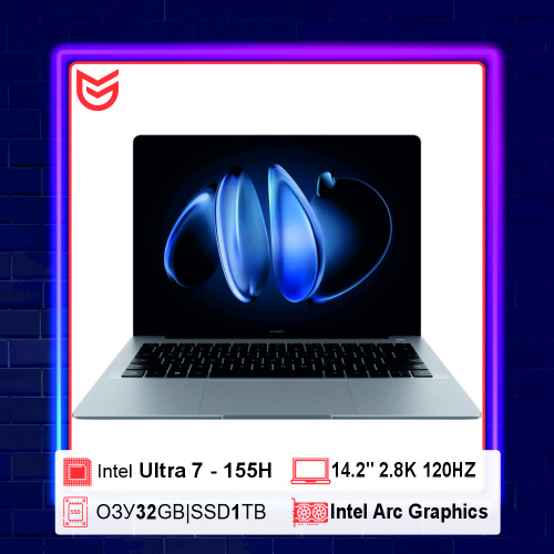 HUAWEI MateBook 14 FLMH-X (53014MTW) 14.2"OLED 2.8k Touch/Ultra7-155H 16c/32GB/1TB/Intel Arc/DOS (металл) Space Gray