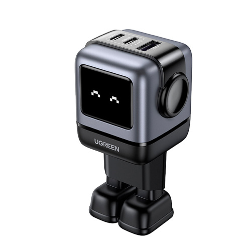 СЗУ UGREEN CD361 (25685B) USB-A+2*USB-C 65W Nexode Robot GaN Tech Fast Charger Gray