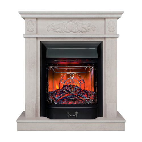 Электрокамин RealFlame Adelaida WT белый камень с очагом Majestic Lux Black RC
