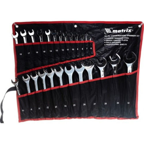 Набор ключей комбинированных MATRIX 15425 6-32 мм, 25шт., CrV, полированный хром