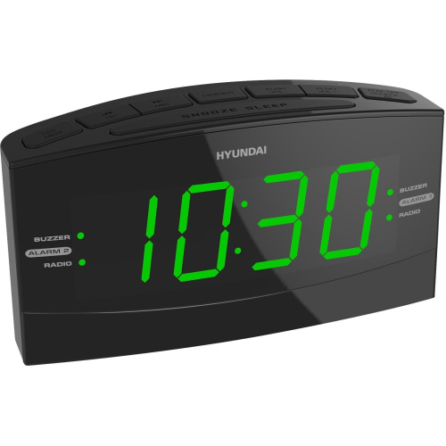 Радиобудильник Hyundai H-RCL238 черный, подсветка зеленая