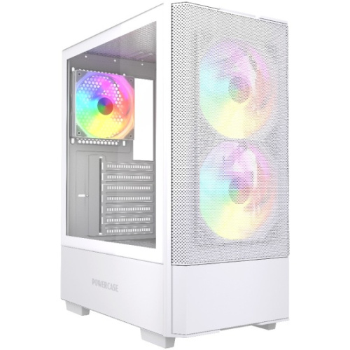 Корпус Powercase Mistral AY3W ARGB (CMAYW-A3), Tempered Glass, 2x 140mm +1x 120mm ARGB Fans, белый, ATX