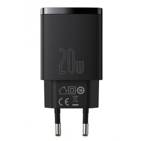СЗУ BASEUS Compact Quick Charger USB+Type-C, 3A, 20W (черный)
