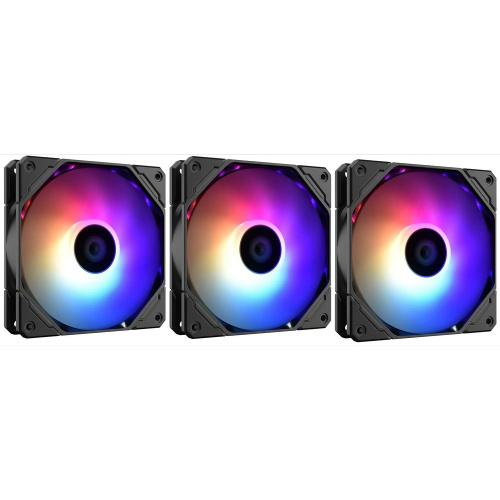 Вентилятор ID-COOLING TF-12025-Pro-ARGB Trio (3 in 1) 120x120x25мм (PWM, резиновые углы, ARGB, 500-1800об/мин) Box