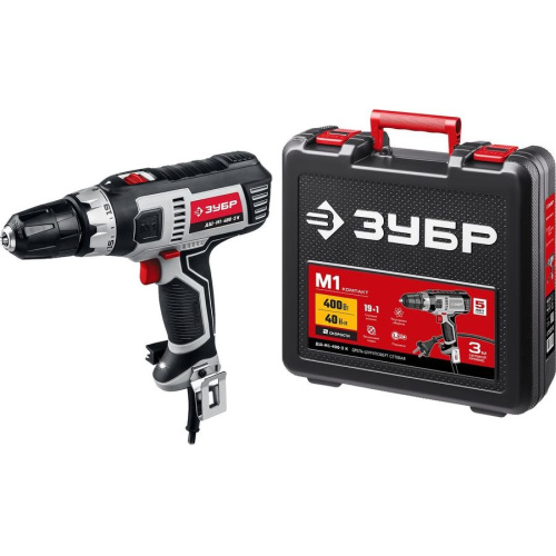 Дрель-шуруповерт Зубр ДШ-М1-400-2 К кейс