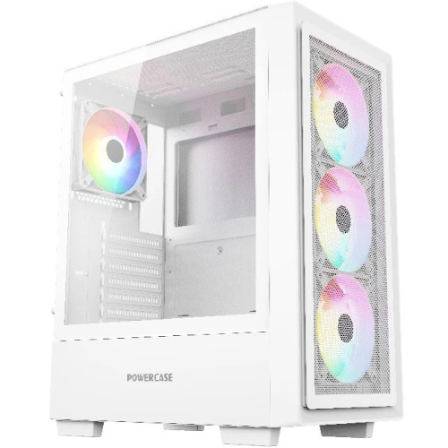 Корпус Powercase Mistral AY4W ARGB (CMAYW-A4), Tempered Glass, 4x 120mm ARGB Fans, белый, ATX