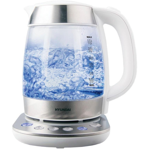 Чайник Hyundai HYK-G4033 белый/серебристый