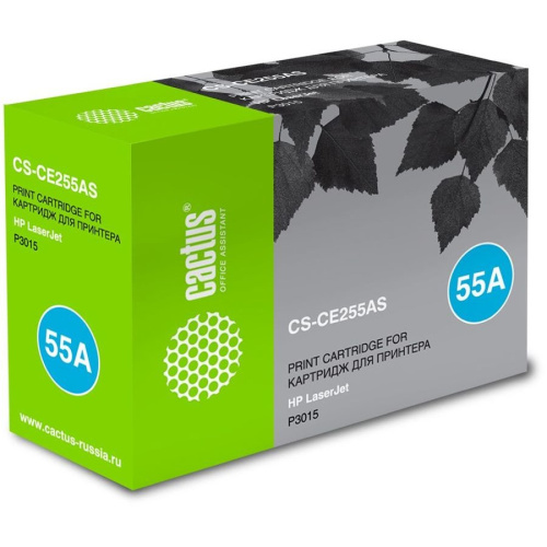 Тонер Картридж Cactus CS-CE255AS черный для HP LaserJet P3011/P3015 (6000стр.)