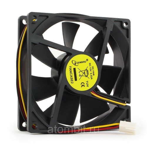 Вентилятор Gembird Fancase2 90x90x25, втулка, 3 pin, провод 30 см
