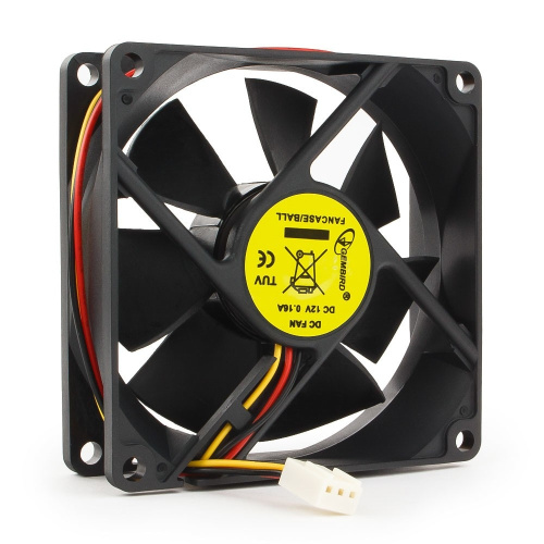 Вентилятор Gembird Fancase/Ball 80x80x25, подшипник, 3 pin, провод 30 см