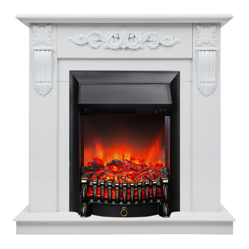 Электрокамин RealFlame Dominica DN белый матовый с очагом Fobos Lux Black