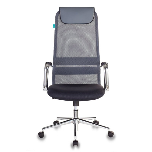 Кресло руководителя Бюрократ KB-9N/DG/TW-12 серый TW-04 TW-12 сетка крестовина хром