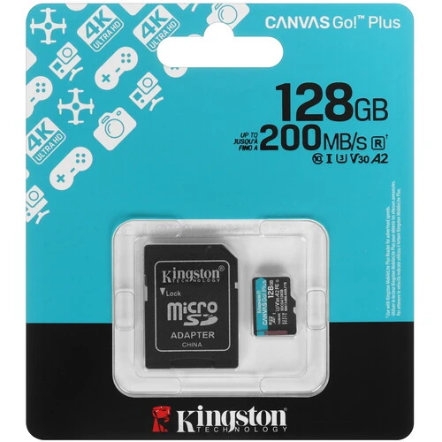 Карта памяти Kingston Canvas Go! Plus SDCG4/128GB microSDXC 128GB V30 A2 + adapter