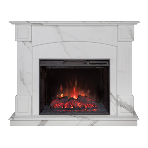 Электрокамин RealFlame Carolina 24/25,5 WT цвет мрамор белый с очагом Sparta 25,5 LED