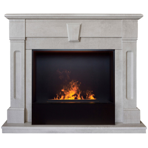 Электрокамин RealFlame Kellie 25,5/26 WT цвет белый камень с очагом 3D Cassette 630 Black Panel Электрокамин RealFlame Kellie 25,5/26 WT цвет белый камень с очагом 3D Cassette 630 Black Panel