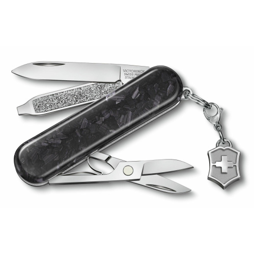 Складной нож Victorinox Classic Brilliant Carbon 0.6221.90, функций 5, 58мм, черный/серебристый, коробка подарочная