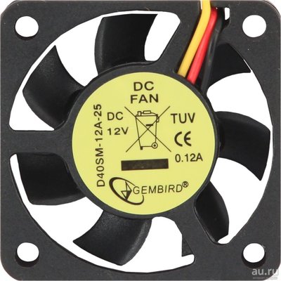 Вентилятор Gembird D40SM-12A-25 40x40x10, втулка, 3 pin, провод 25 см
