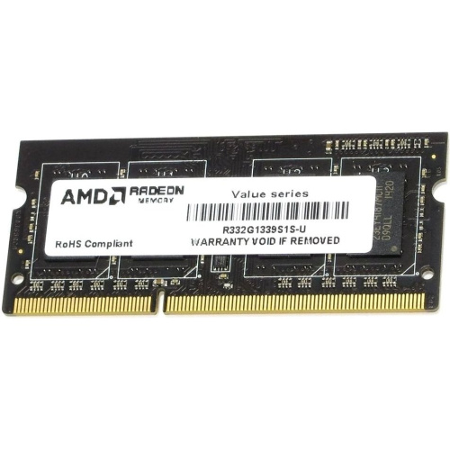 ОЗУ AMD Radeon SO-DIMM DDR3 2GB 1333 R3 Value Series Black R332G1339S1S-U Non-ECC, CL9, 1.5V, RTL