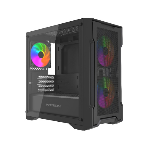 Корпус Powercase Mistral Micro X3B ARGB (CMMXB-A3), Tempered Glass, 3x 120mm ARGB PWM Fan, чёрный, mATX