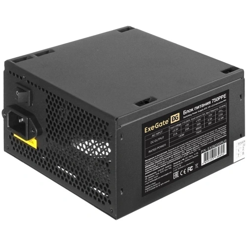 Блок питания ExeGate 750PPE EX292335RUS-S 750W (ATX, APFC, SC, (80 Plus ), 12cm fan, 24pin, 2x(4+4)pin, 4xPCI-E, 6xSATA, 3xIDE, black)