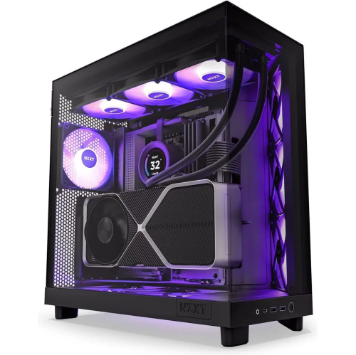 Корпус NZXT H6 Flow RGB (CC-H61FB-R1) без БП (2023), Midi-Tower, TG, 3x120mm 2xUSB-A 3.2 + 1xUSB-C ATX, mITX Black