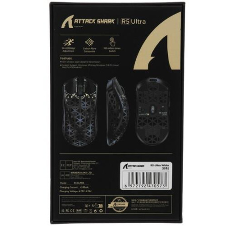 Мышь беспроводная/проводная Attack Shark R5 Ultra [SharkR5White] белый