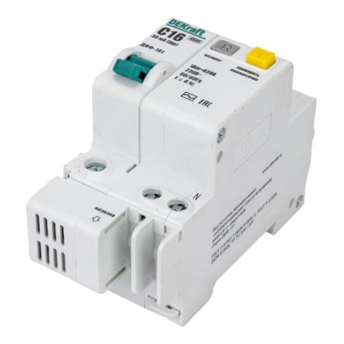 Выключатель автоматический дифференциального тока DEKraft 15157DEK со встроенной защитой 1п+N 16А 30мА AC C