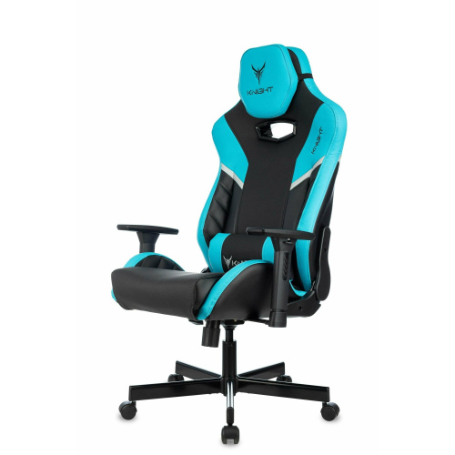 Кресло игровое Knight Thunder 5X BL черный/голубой эко.кожа