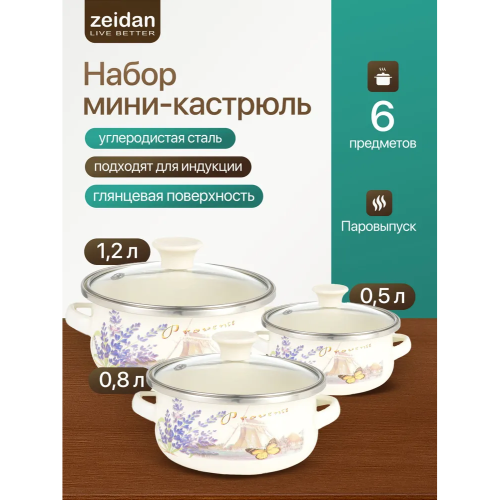 Набор мини-кастрюль Zeidan Z-80640 Lavenders