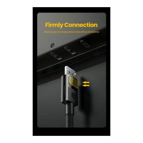 Кабель UGREEN DP114 80394 DP 1.4 Male to Male Plastic Case Braided Cable 5m Black