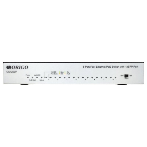 Коммутатор ORIGO OS1209P/A1A 8x100Base-TX PoE+, 1x1000Base-X SFP