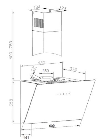 Вытяжка наклонная Hansa OKP653SBH черный