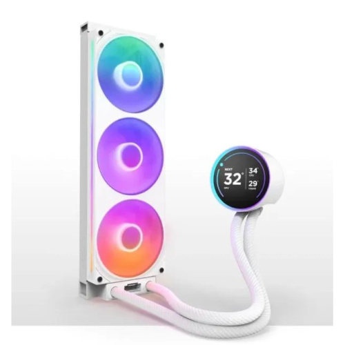 СВО NZXT Kraken Elite 420 RGB (RL-KR42E-W2) (350W, 420mm, LED temp., White/ Fans 3x140mm, 98.61C