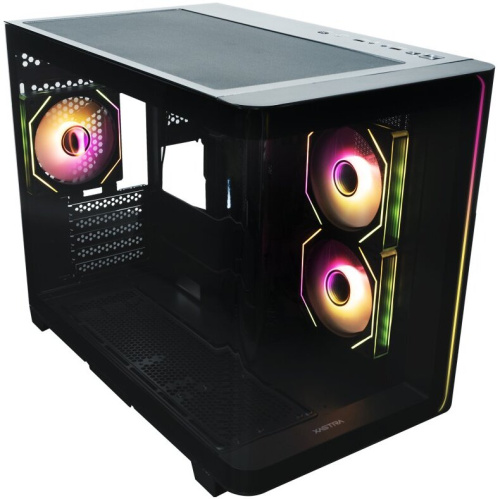 Корпус XASTRA QR600M 3ARGB C10-UC (QR600M-3FM12A-C10-UC-L) Black mATX/Aquarium/Curve Glass/Led Strip/3x120mm ARGB PWM FM fans/ Argb+PWM HUB 10port