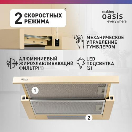 Вытяжка телескопическая Oasis UV-60IG бежевый/бежевый