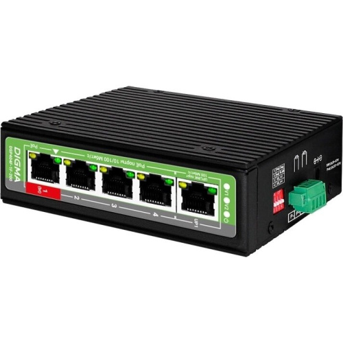 Коммутатор неуправляемый Digma DSP404F-1F-200 (L2) 5x100Мбит/с 4PoE 4PoE+ 1PoE++ 200W