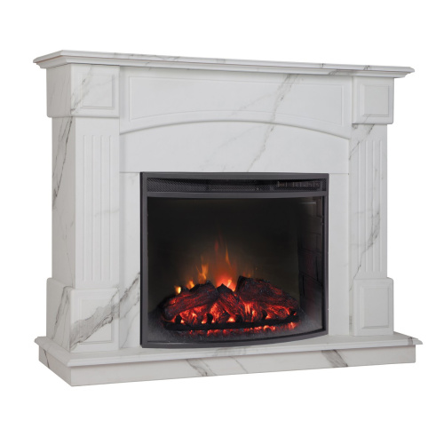 Электрокамин RealFlame Carolina 24/25,5 WT цвет мрамор белый с очагом Evrika 25,5 LED