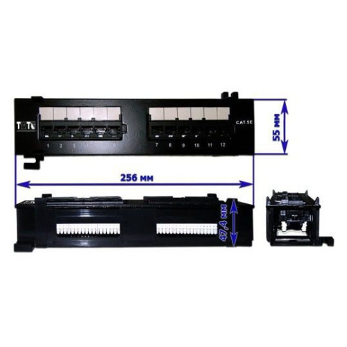 Патч-панель Lanmaster TWT-PP12UTP-H 10" 1U 12xRJ45 кат.5e UTP