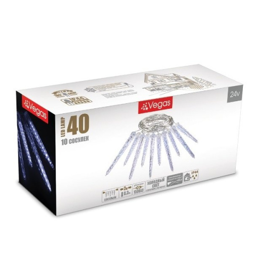 Гирлянда Vegas 55037 Сосульки 40 холодных LED ламп 2м Без трансформатора