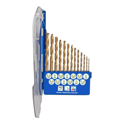 Набор сверл по металлу ПРАКТИКА Профи 640-285 нитрид титана 13 шт